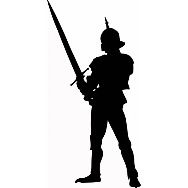 Guerriero Medievale Con Spada Lance Silhouette Assassino Che Attacca Nemico — Foto Stock
