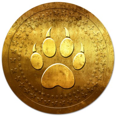 Ayak izleri ya da büyük bir kedinin ayak izleri. Panter ya da kaplan izleri. Madalya ya da pul