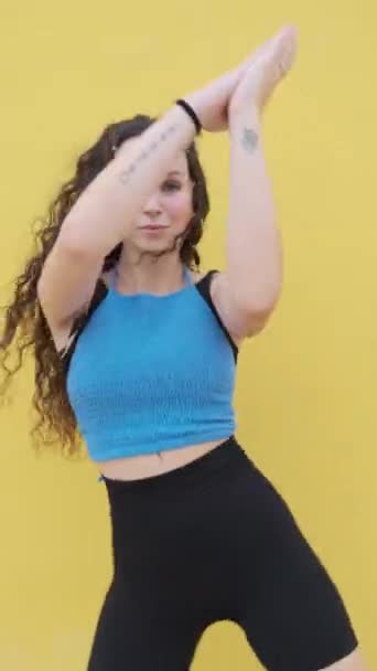 Active Young Woman Looking Camera While Performing Hip Hop Dance — Stock Video