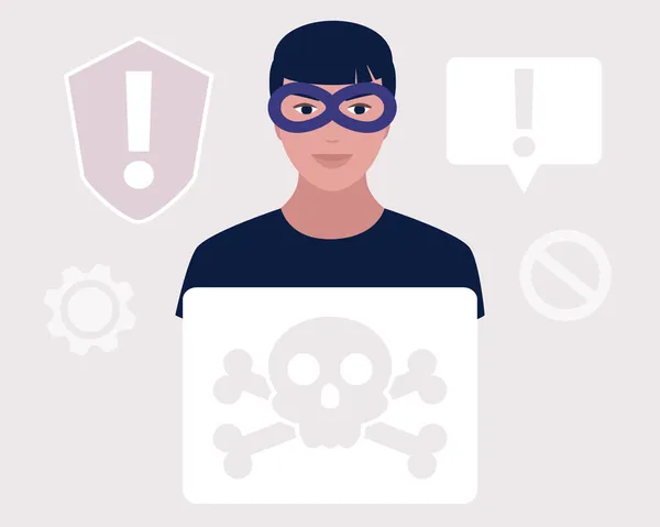 Conceito Pirataria Hacker Tenta Hackear Roubar Dados Pessoais Golpes Ilustração —  Vetores de Stock