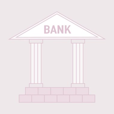 Banka simgesi. Düz bir şekilde vektör illüstrasyonu