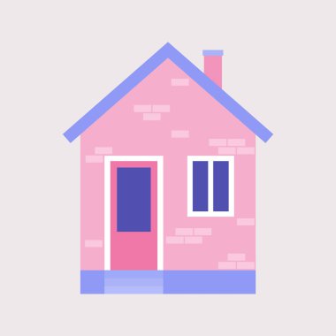 Ev tasviri. Düz bir şekilde vektör illüstrasyonu