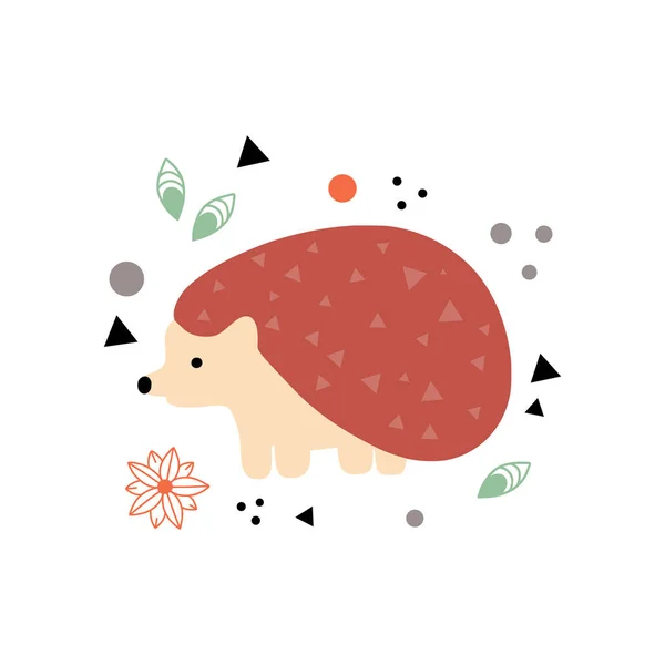 Hedgehog Illustration Forest Animal Vector Illustration Flat Style — Stock Vector