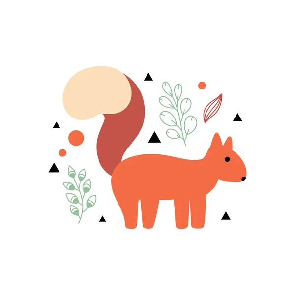 Eichhörnchen Illustration Waldtier Vektor Illustration Flachen Stil — Stockvektor