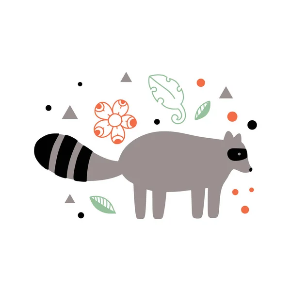 Raccoon Illustration Forest Animal Vector Illustration Flat Style — Stock Vector