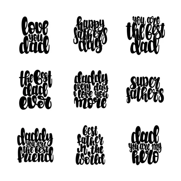 Illustration Father Day Vector Lettering Set Design Cards Clothes Other — Vettoriale Stock