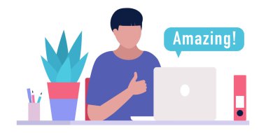 Müşteri değerlendirme konsepti. Düz bir şekilde vektör illüstrasyonu