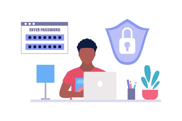 Διαδικτυακή Ασφάλεια Ασφαλίστε Τον Κωδικό Πρόσβασης Έννοια Προστασίας Προσωπικών Δεδομένων — Διανυσματικό Αρχείο