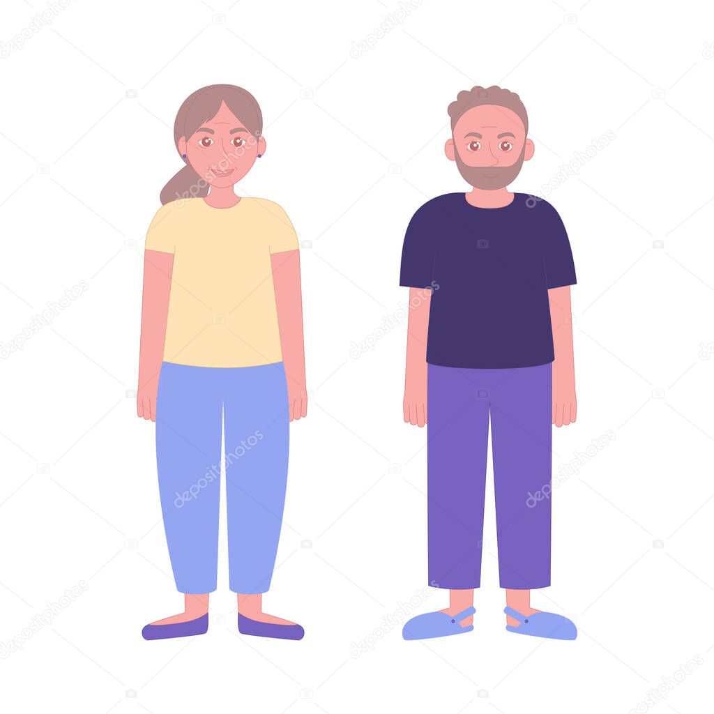 Middle aged man and woman. Vector illustration in a flat style