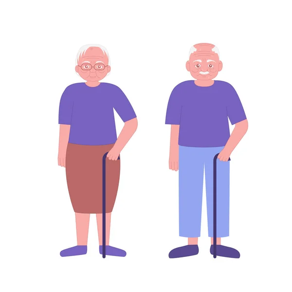 Oudere Man Vrouw Vector Illustratie Een Platte Stijl — Stockvector