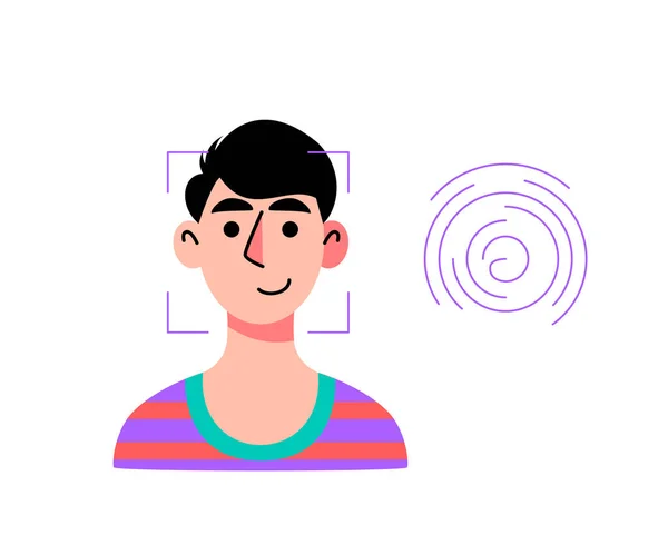 Concept Identification Faciale Illustration Vectorielle Plate Colorée — Image vectorielle
