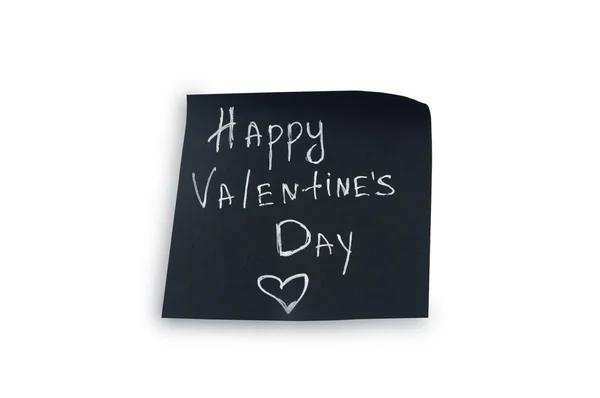 Originele zwart handgeschreven papier toelichting op dag van de Valentijnskaart — Stockfoto
