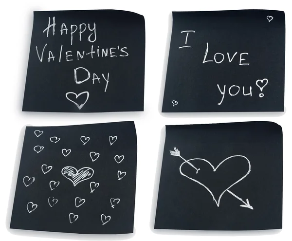 Original handgeschriebene Notizen zum Valentinstag — Stockfoto