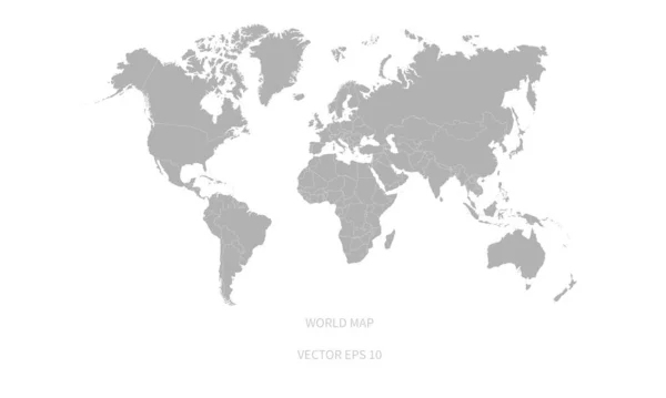 Detaillierte Weltkarte Mit Staatsgrenzen Isolierte Weltkarte Vereinzelt Auf Weißem Hintergrund — Stockvektor