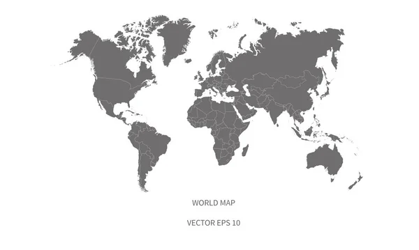 Gedetailleerde Wereldkaart Met Grenzen Van Staten Geïsoleerde Wereldkaart Geïsoleerd Witte — Stockvector