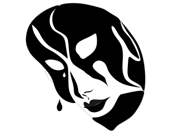 Black and white mask crying — Stock Vector