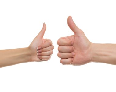 Erkek ve kadın'ın eller yukarı başparmak