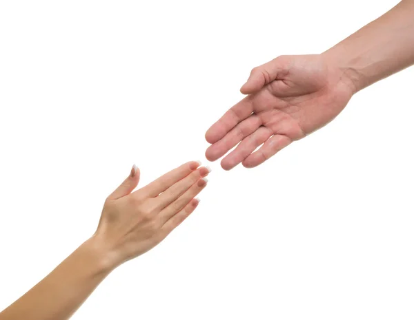 La mano del hombre y la mano de la mujer un toque suave —  Fotos de Stock