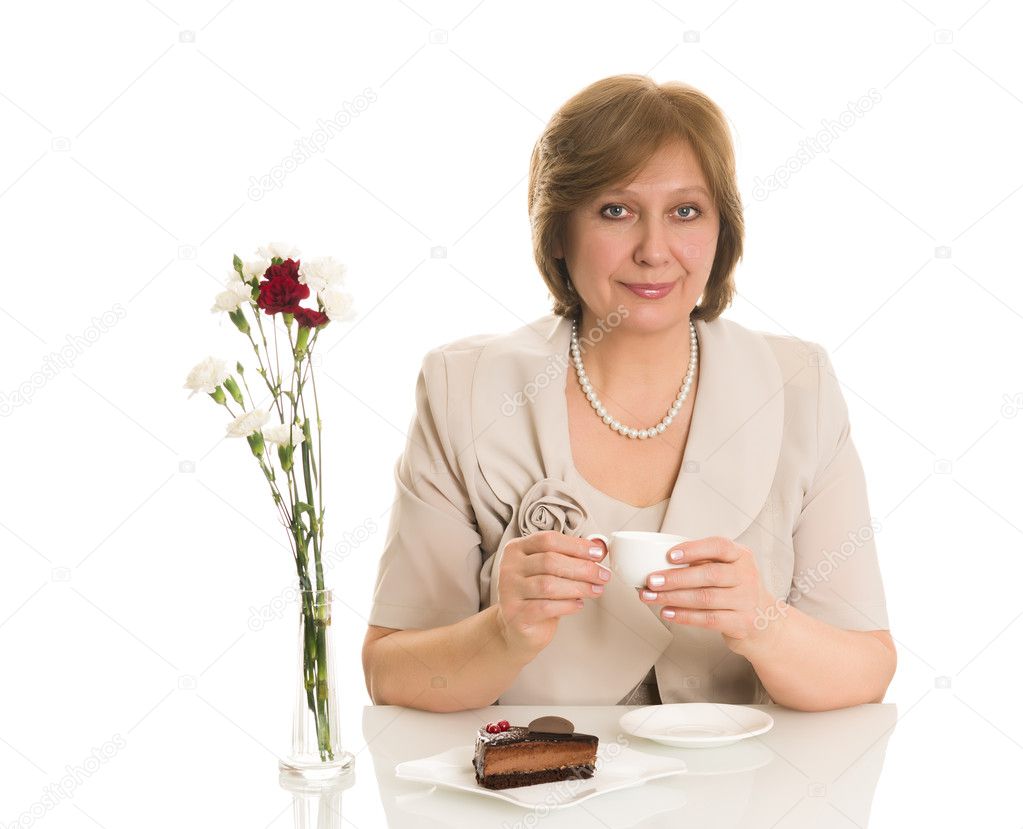woman drinks coffee