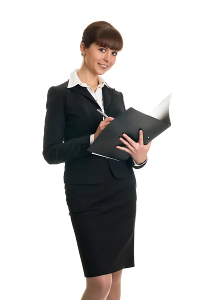 Businesswoman holding folder — Stock Photo, Image