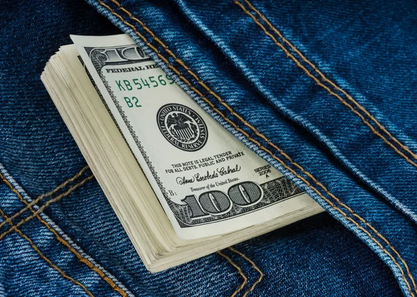 Money in the jeans pocket — Stock Photo, Image