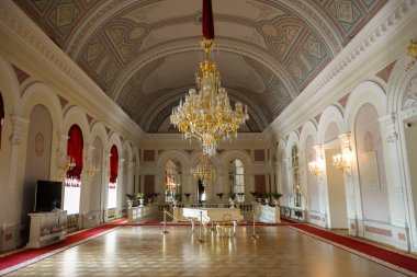 Moscow, Rusya Federasyonu-augus t 09: Bolşoy tiyatro tarihi tiyatro, bale ve opera Moskova, Rusya, Ana fuaye tarafından iç mimar alberto cavos in1895. Ağustos 09,2013, Moskova, Rusya