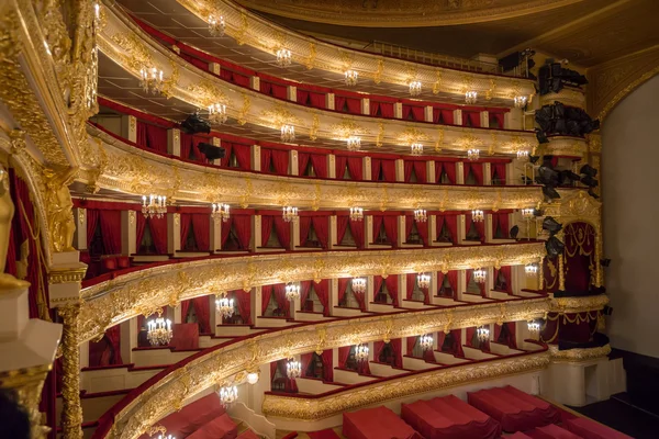 MOSCOW,RUSSIA-Augus t 09: The Bolshoi Theatre a historic theatre of ballet and opera in Moscow, Russia,the interior by main foyer architect Alberto Cavos in1895. on August 09,2013 in Moscow,Russia — Stock Photo, Image
