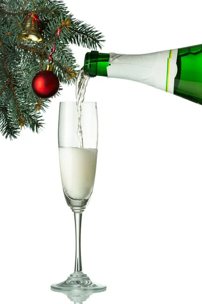 Flutes of champagne in holiday setting. Closeup. — Stock Photo, Image