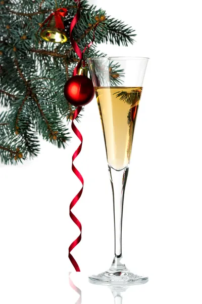 Flutes of champagne in holiday setting. Closeup. — Stock Photo, Image