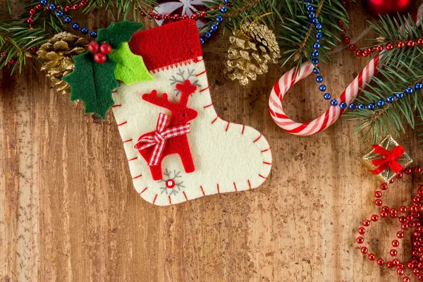 Décoration de Noël sur fond en bois. — Photo