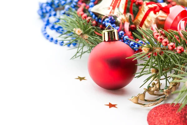 Sfondo di Natale con palle e decorazioni — Foto Stock