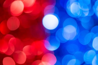 renkli bulanık ışıklar bokeh. Kırmızı soyut ve Noel arka plan mavi