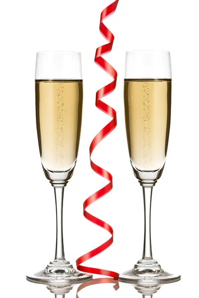 Champagne glasses isolated on white — Stock Photo, Image