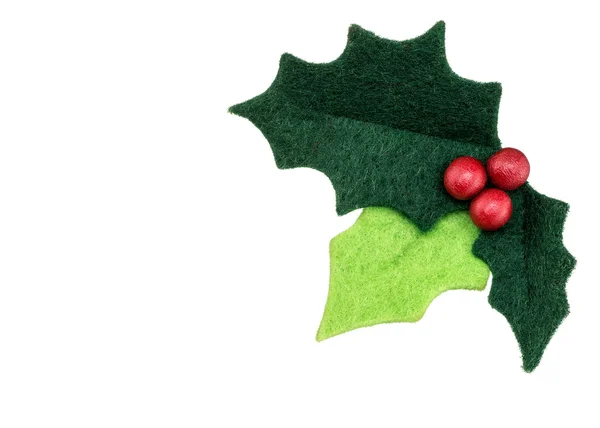 Christmas holly with with red berries isolated — Stock Photo, Image