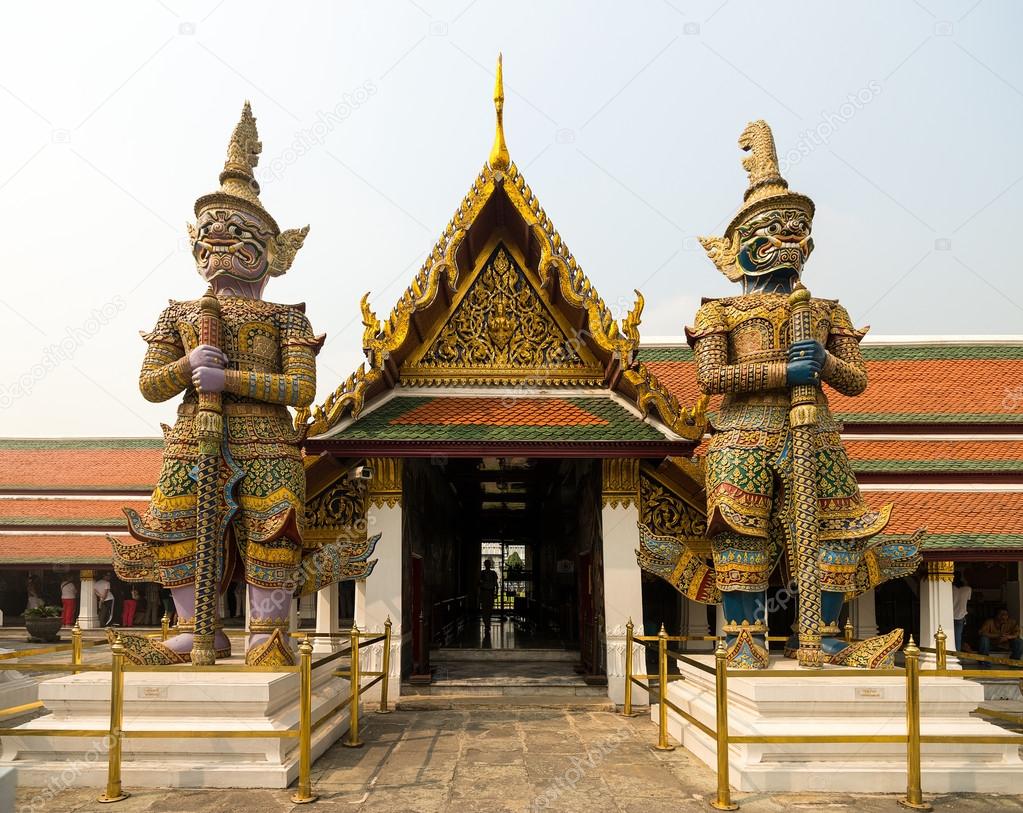 Wat Phra Kaeo, Temple of the Emerald Buddha and the home of the Thai King. Wat Phra Kaeo is one of Bangkok's most famous tourist sites and it was built in 1782 at Bangkok, Thailand.