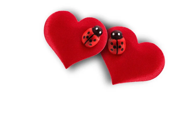 Cuori e coppia coccinella per il concetto di San Valentino — Foto Stock