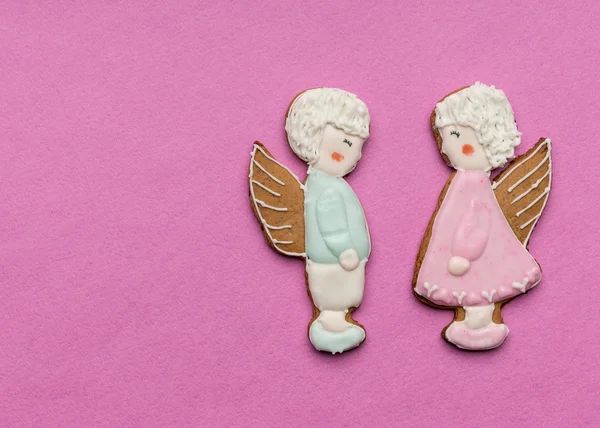 Cookies couple of angels on Valentine's day — Stock Photo, Image