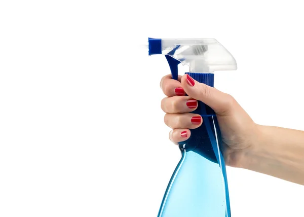 Spray in de hand schoonmaken geïsoleerd op wit — Stockfoto