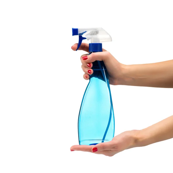 Spray in de hand schoonmaken geïsoleerd op wit — Stockfoto