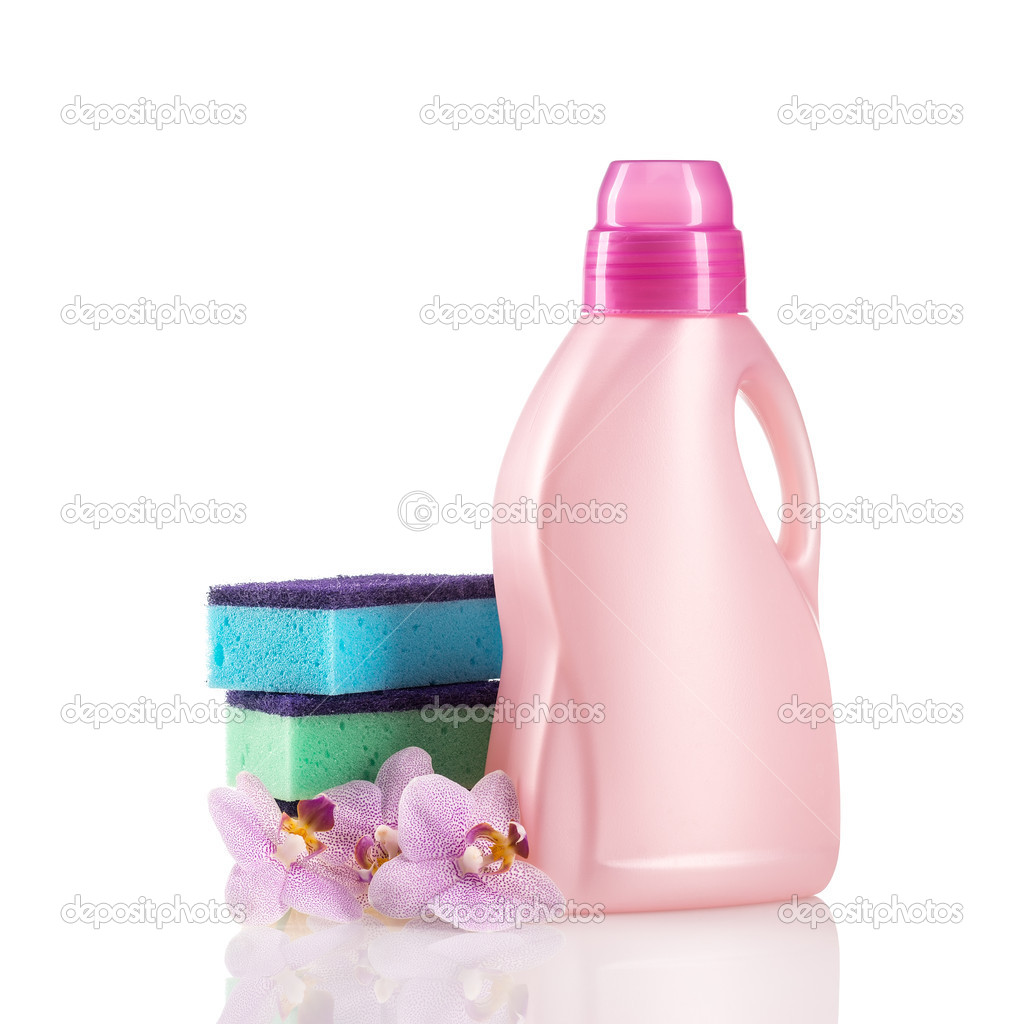 Cleaning product plastic container for house clean on white background