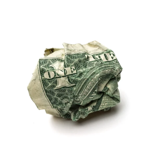 Billetes de dólar arrugados aislados sobre fondo blanco — Foto de Stock