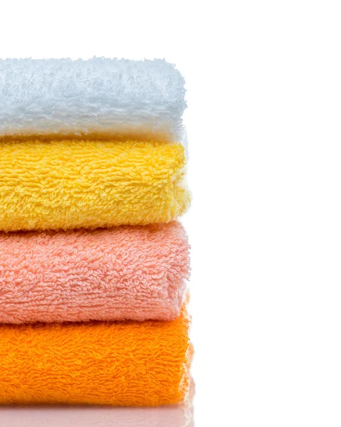 Colorful towels isolated on white — Stock Photo, Image