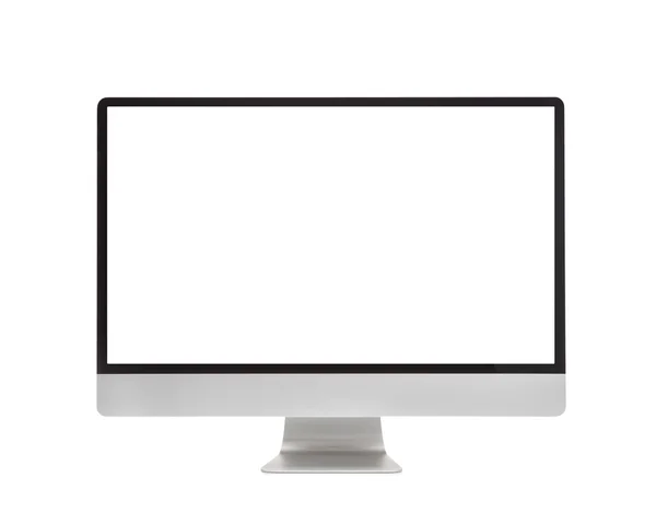 Monitor de computadora, como Mac con pantalla en blanco. Aislado sobre fondo blanco . — Foto de Stock