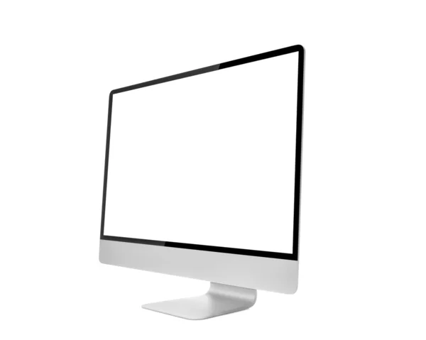 Monitor de computadora, como Mac con pantalla en blanco. Aislado sobre fondo blanco . —  Fotos de Stock