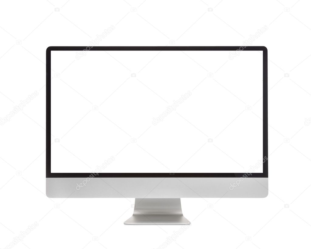 Computer Monitor, like mac with blank screen. Isolated on white background.