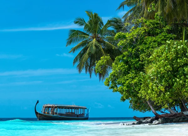 Mükemmel bir tropik cennet Maldivler plaj — Stok fotoğraf