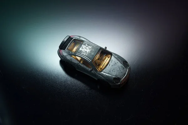 Retro Velho Arranhado Modelo Brinquedo Esporte Carro Fundo — Fotografia de Stock
