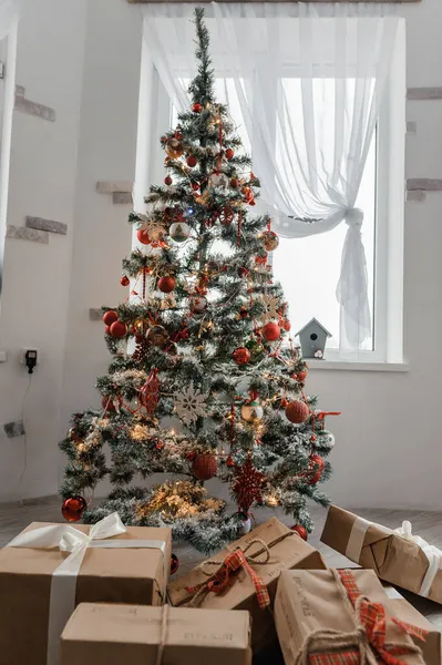 Karácsonyi Újévi Ünnepek Dekoráció Karácsonyfa — Stock Fotó