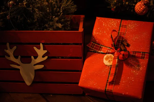 Різдвяні Різдвяні Новорічні Свята Подарунки Прикраса — стокове фото