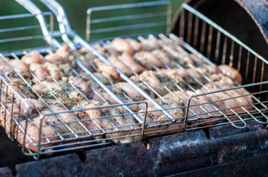 Yazın et şişler ızgarada